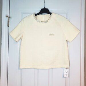 NWT Dazy Short Sleeve Cropped Top Sequin Neckline